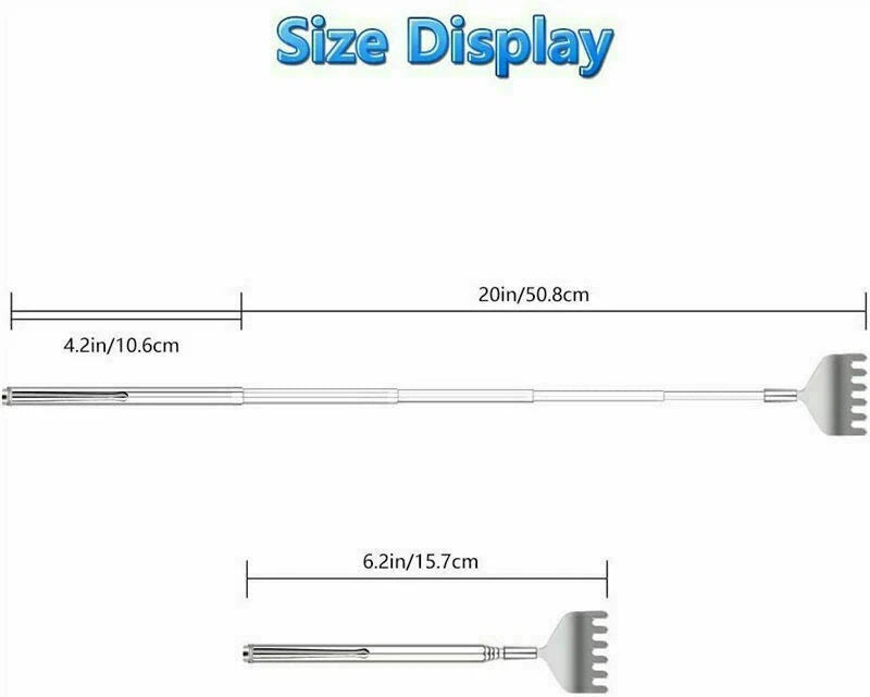 Metal Telescopic Retractable Back Scratcher Stainless Steel 16cm to 51cm UK