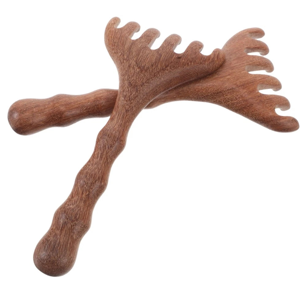 2 Pcs Sandalwood Massager Head Scratcher Tool Scalp Scraping Comb Hair