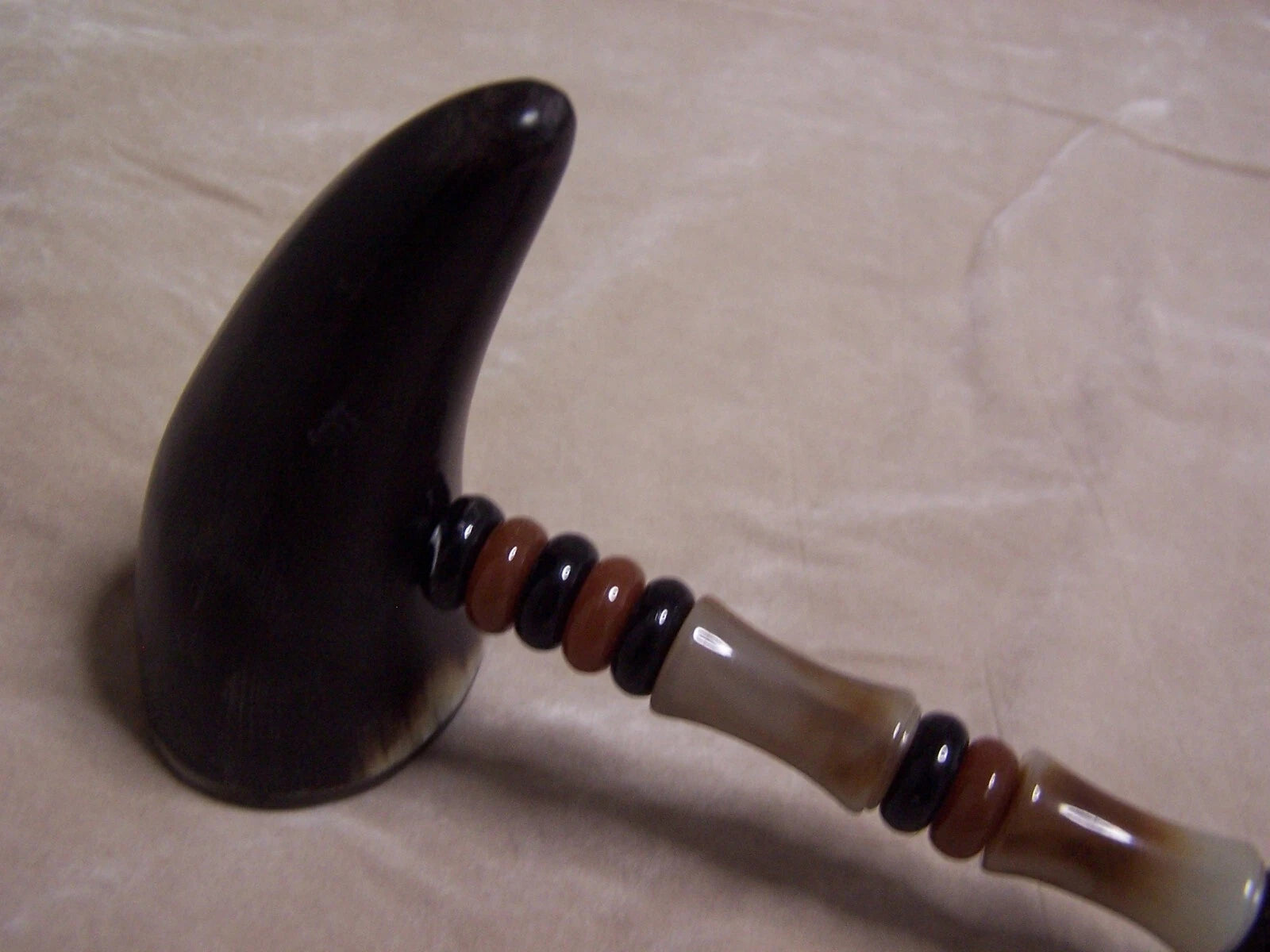 Unique Ox Horn Back Scratcher Beaded Handle