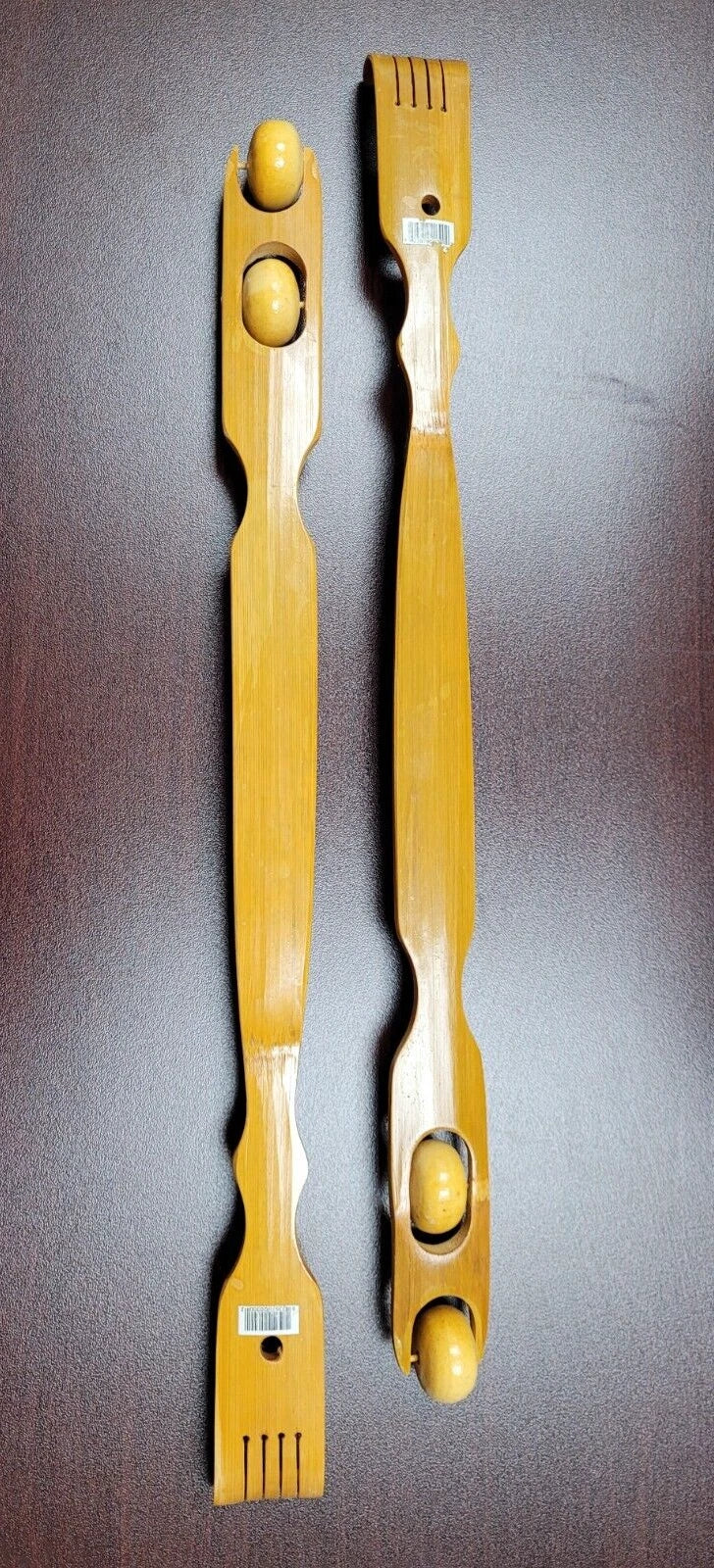 2Pcs Wooden Bamboo Back Scratcher Long Handle Itch Relief Finger-Back Rollers