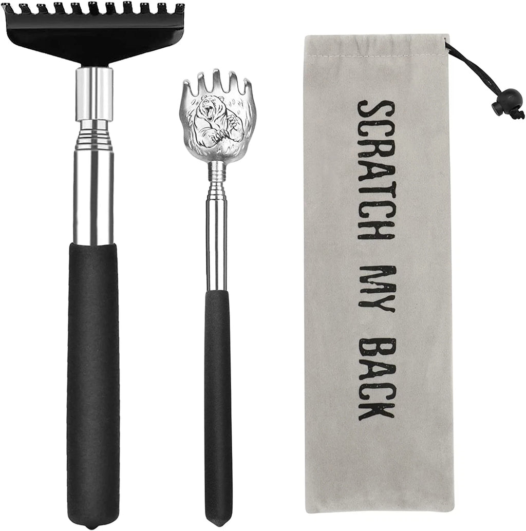 Back Scratcher 2 Pack - Extendable Stainless Steel, with Carrying Bag