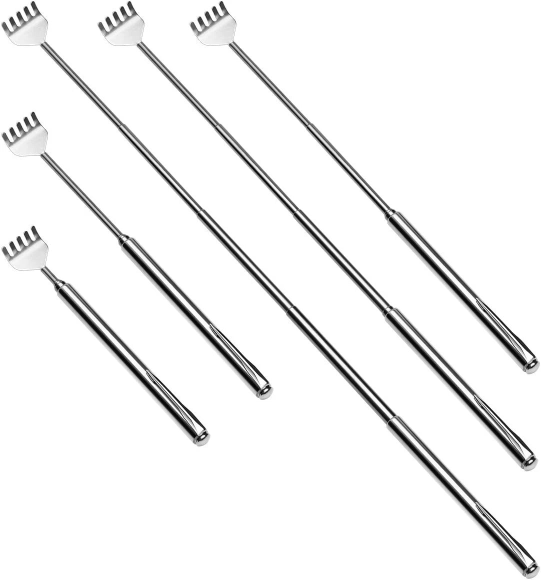 8-Pack Portable Telescopic Back Scratchers - Stainless Steel, Travel-Friendly