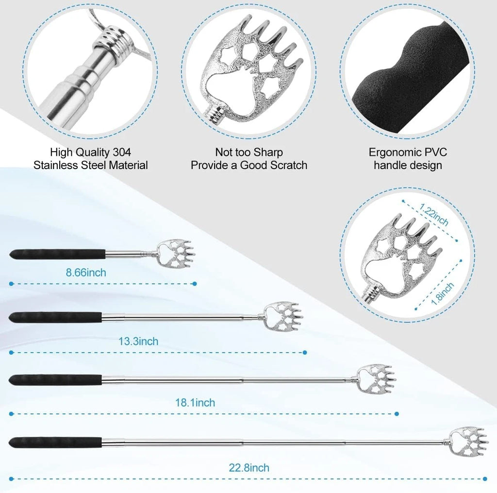Back Scratcher Set Stainless Steel Portable Extendable Massage Tool for Men W...