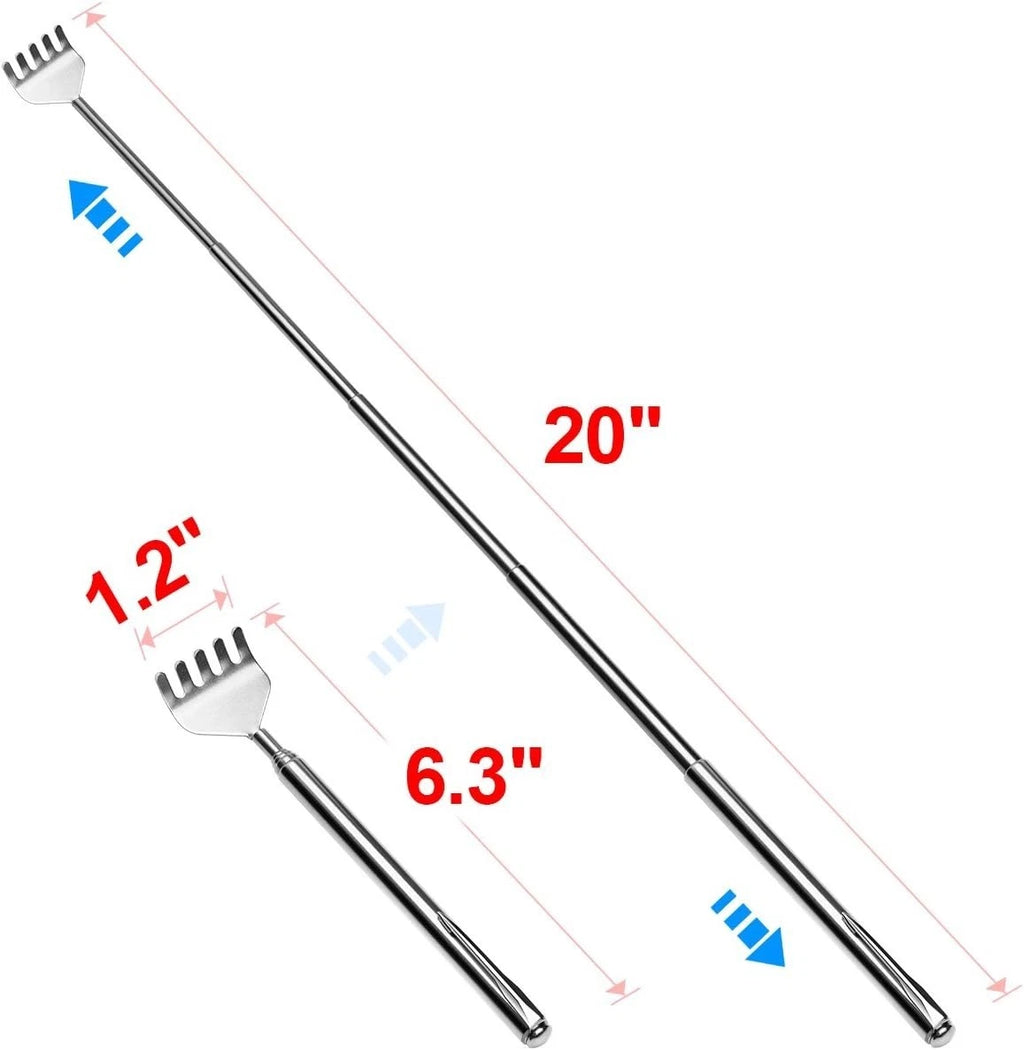 8-Pack Portable Telescopic Back Scratchers - Stainless Steel, Travel-Friendly