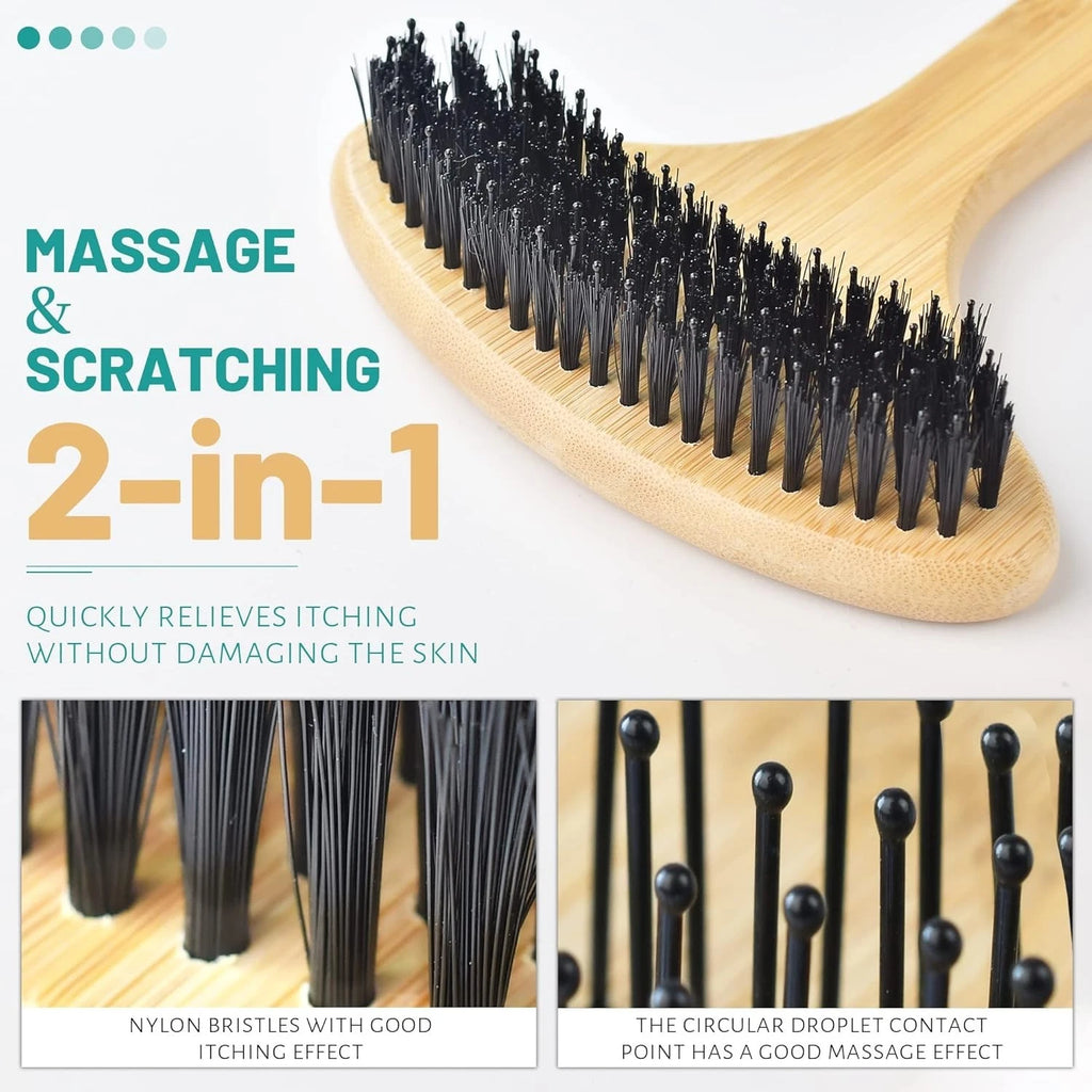 Oversized 22” Bamboo Back Scratcher with Massaging Head - Ultimate Relief Tool