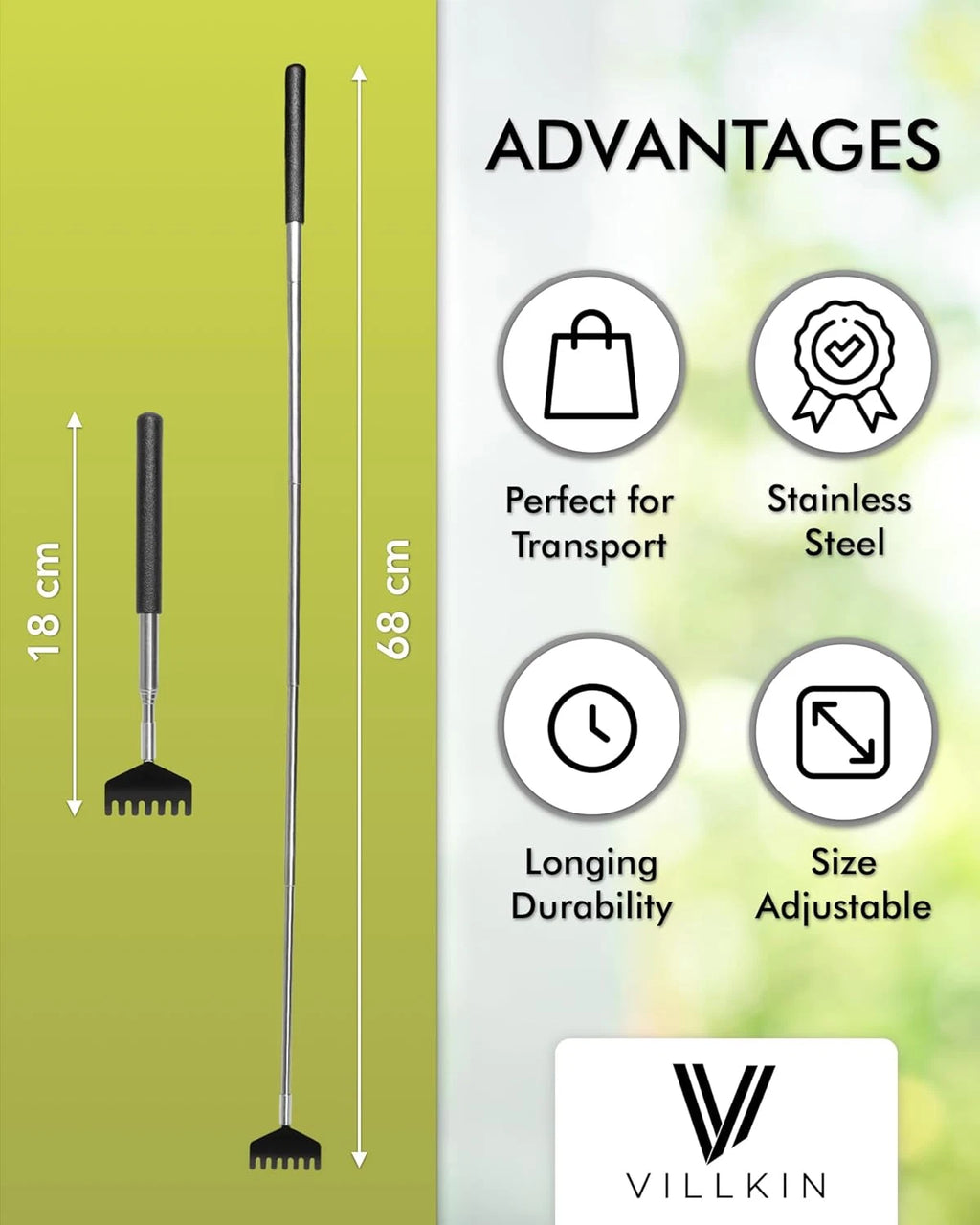 Back Scratcher (2 Pack) - Extendable Stainless Steel Scratching Tool for Men and