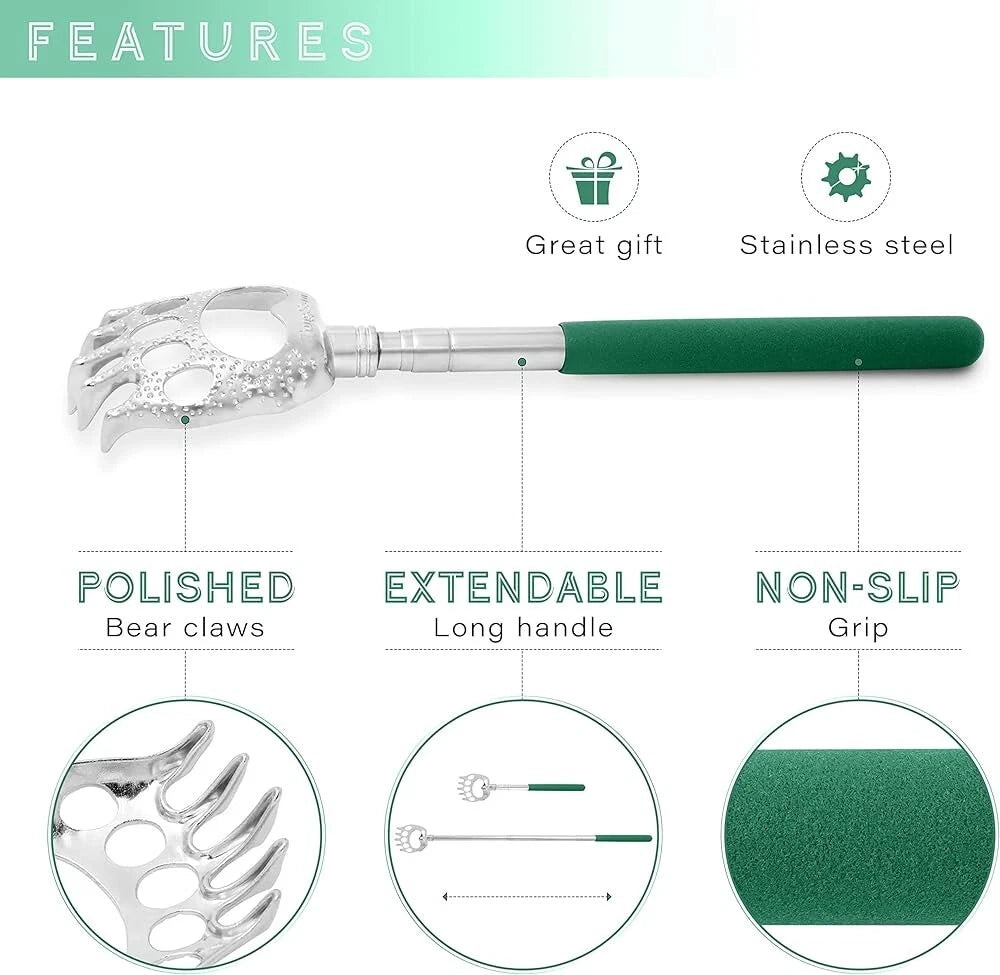 BEAR CLAW BACK SCRATCHER METAL EXTENDING EXTENDABLE MASSAGER PORTABLE TELESCOPIC