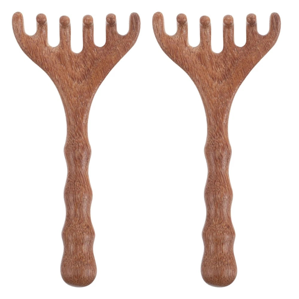 2 Pcs Sandalwood Massager Head Scratcher Tool Scalp Scraping Comb Hair