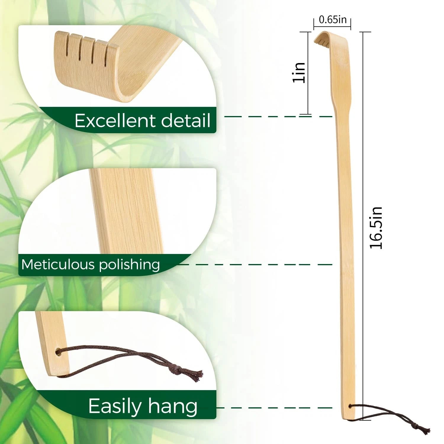 4 Pack Natural Bamboo Back Scratchers Wooden Body Massager for Adult Itch Relief