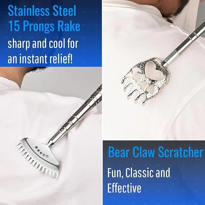 Oversized Back Scratcher with 3 Heads, Extendable 30" Handle, Gift for Men