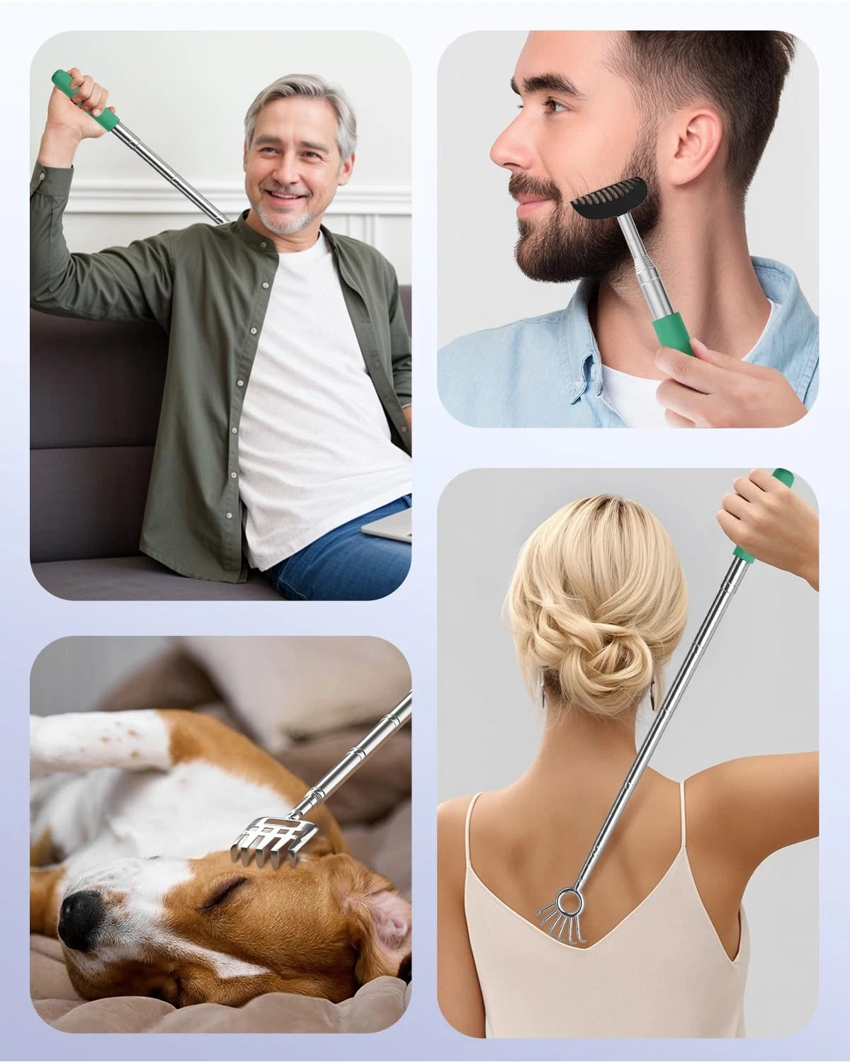 Gelibo Telescoping Back Scratcher with 5Pcs Detachable Heads,Fathers Day Dad ...