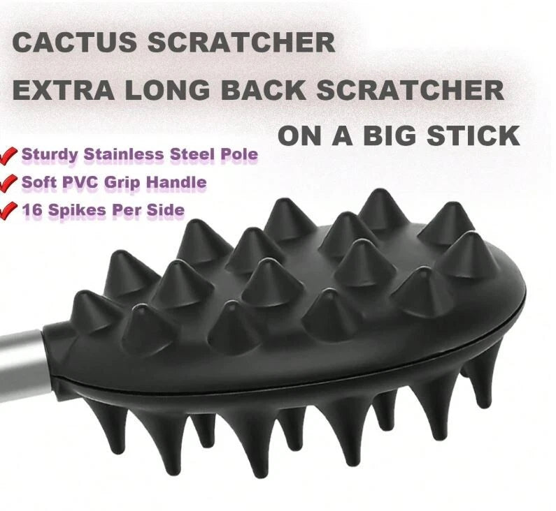 Stainless Steel & Rubber Extendable 30“ Back Scratcher with 3 Detachable Heads