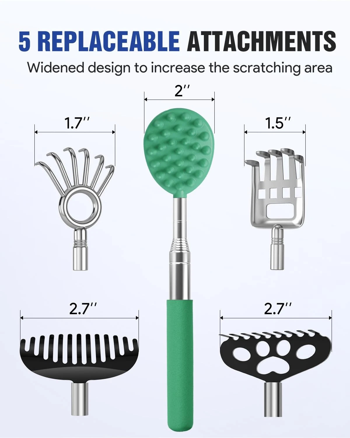 Gelibo Telescoping Back Scratcher with 5Pcs Detachable Heads,Fathers Day Dad ...