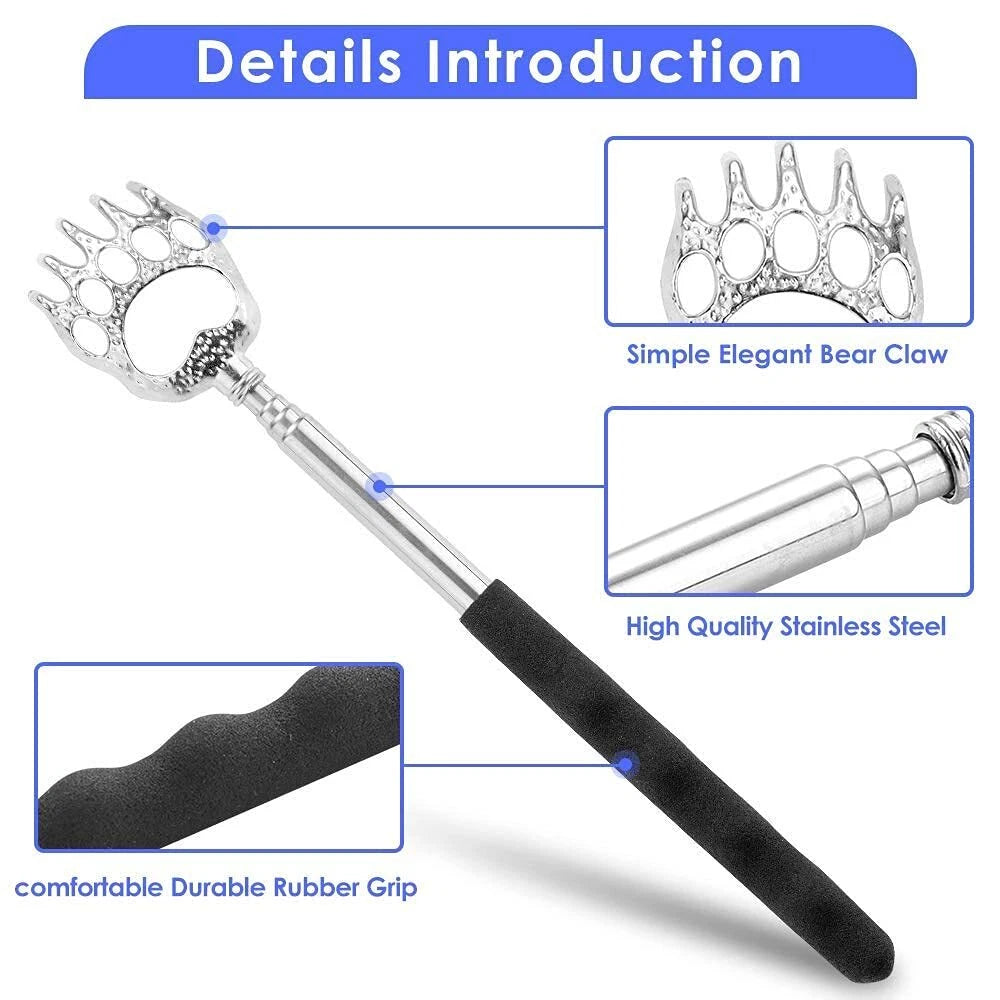 4Pack Extendable Bear Claw Telescoping Back Scratcher Metal Retractable Massager