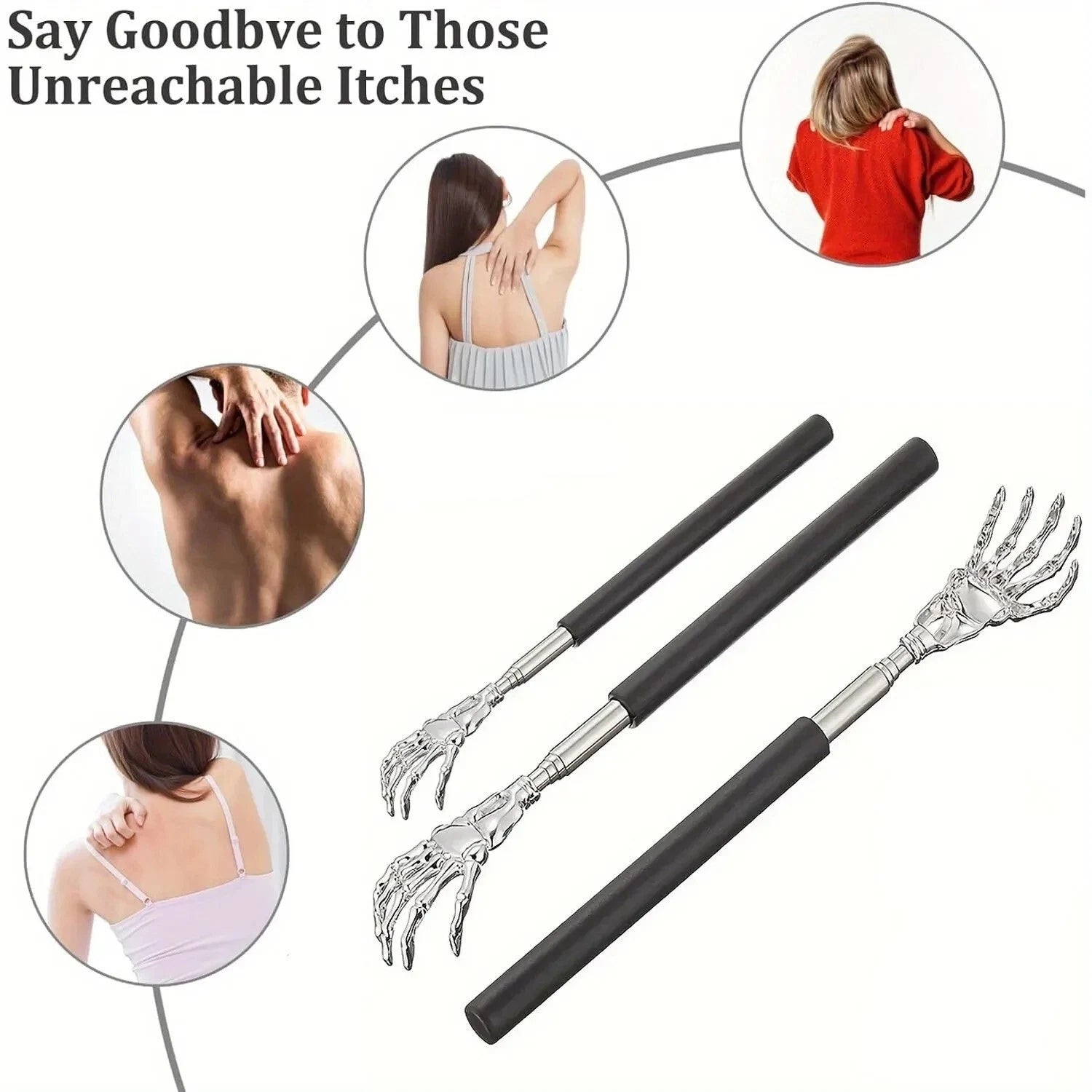 Telescopic Stainless Steel Back Scratcher Massager Tool for Relaxation
