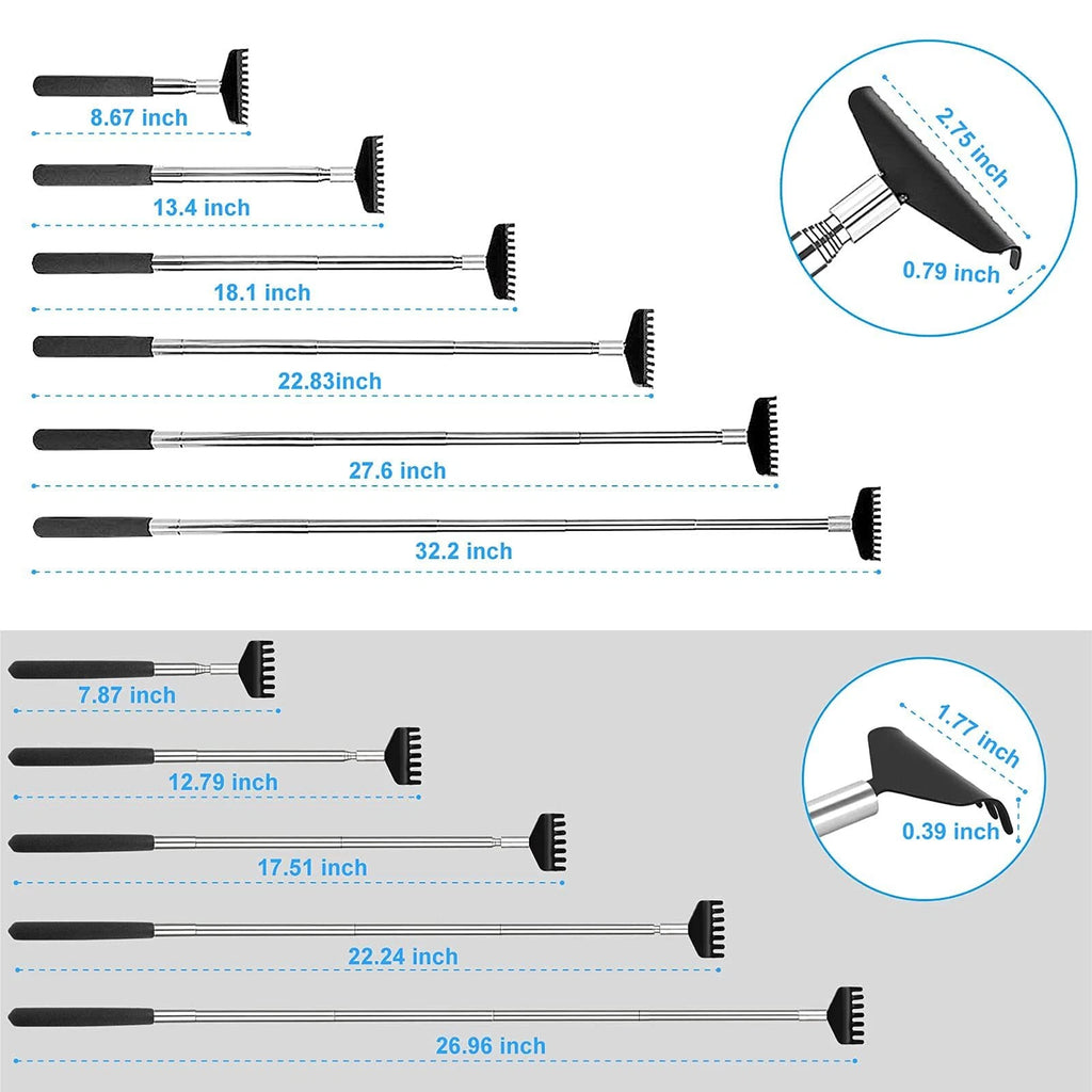 Oversized Back Scratcher Set 2 Pack Portable Extendable Stainless Steel Teles...