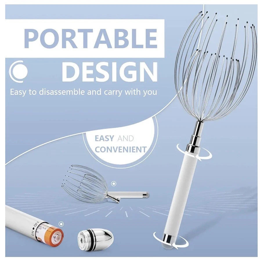 Head Massager Scalp, Electric Scalp Massager w/ 20 Metal Fingers –Head Scratcher