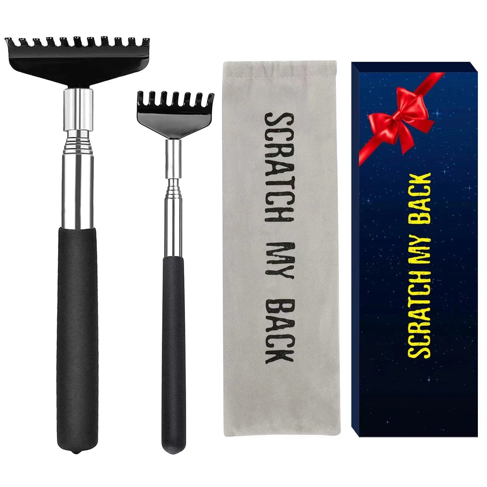 Oversized Back Scratcher Set 2 Pack Portable Extendable Stainless Steel Teles...