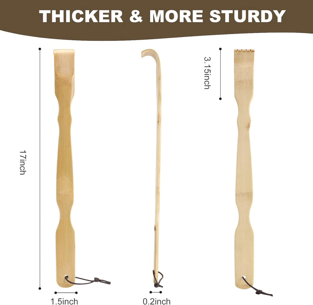 2 Pack Wooden Bamboo Back Scratcher, 17 Inch Long Handle Back Scratchers for Adu