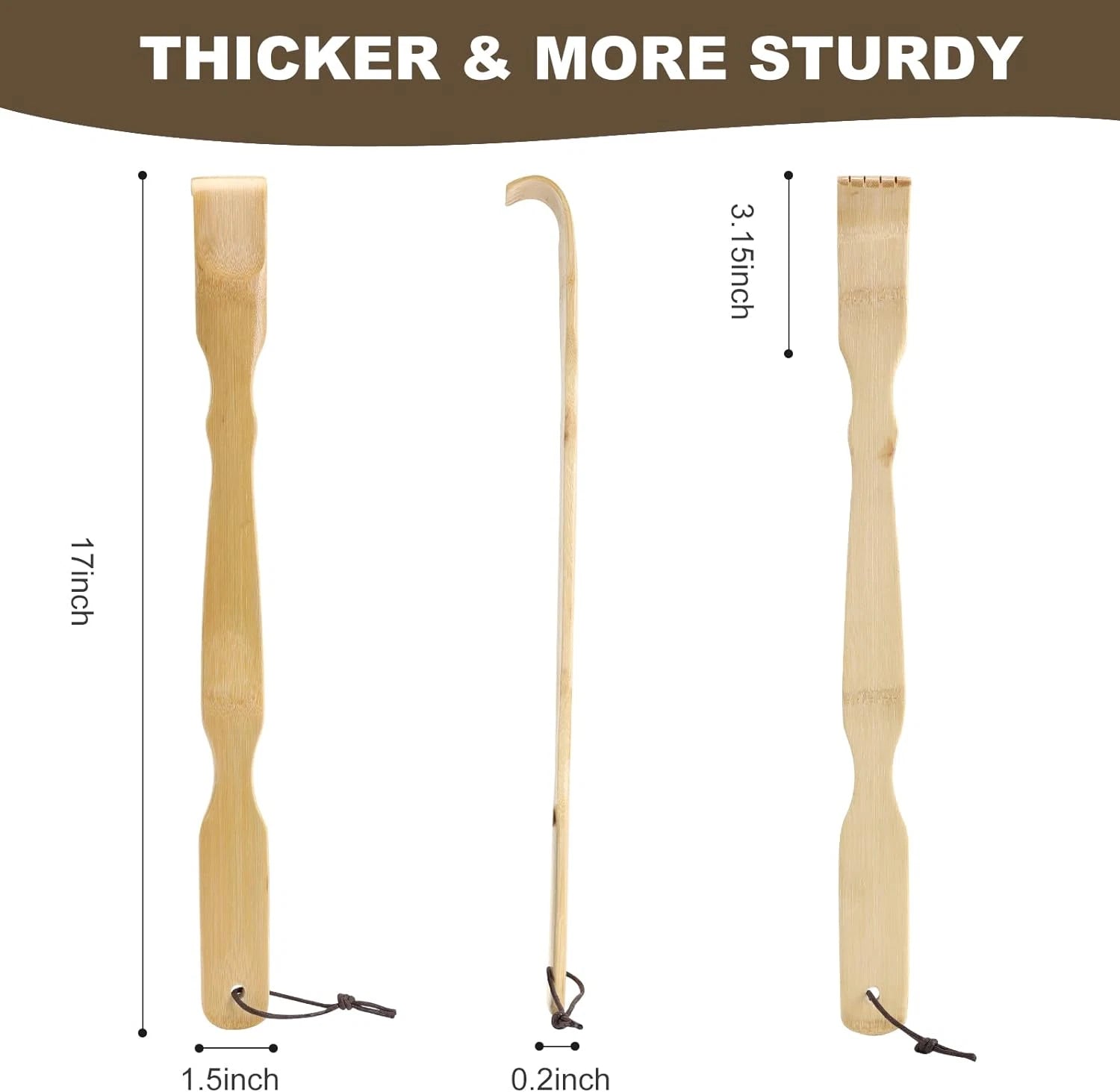 2 Pack Wooden Bamboo Back Scratcher, 17 Inch Long Handle Back Scratchers for Adu