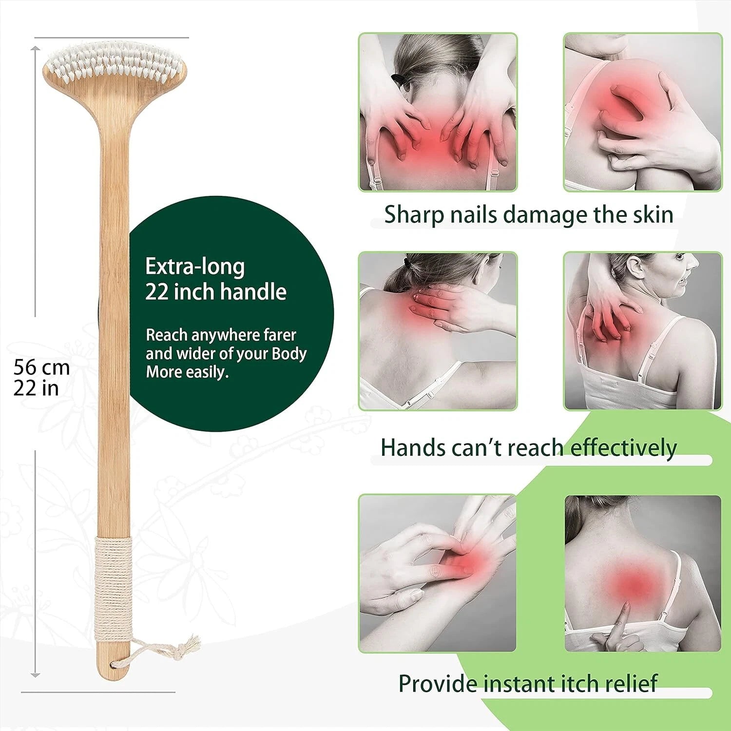 Back Scratcher for Men, 22'' Oversized Bamboo Body Scratcher with Long Curved