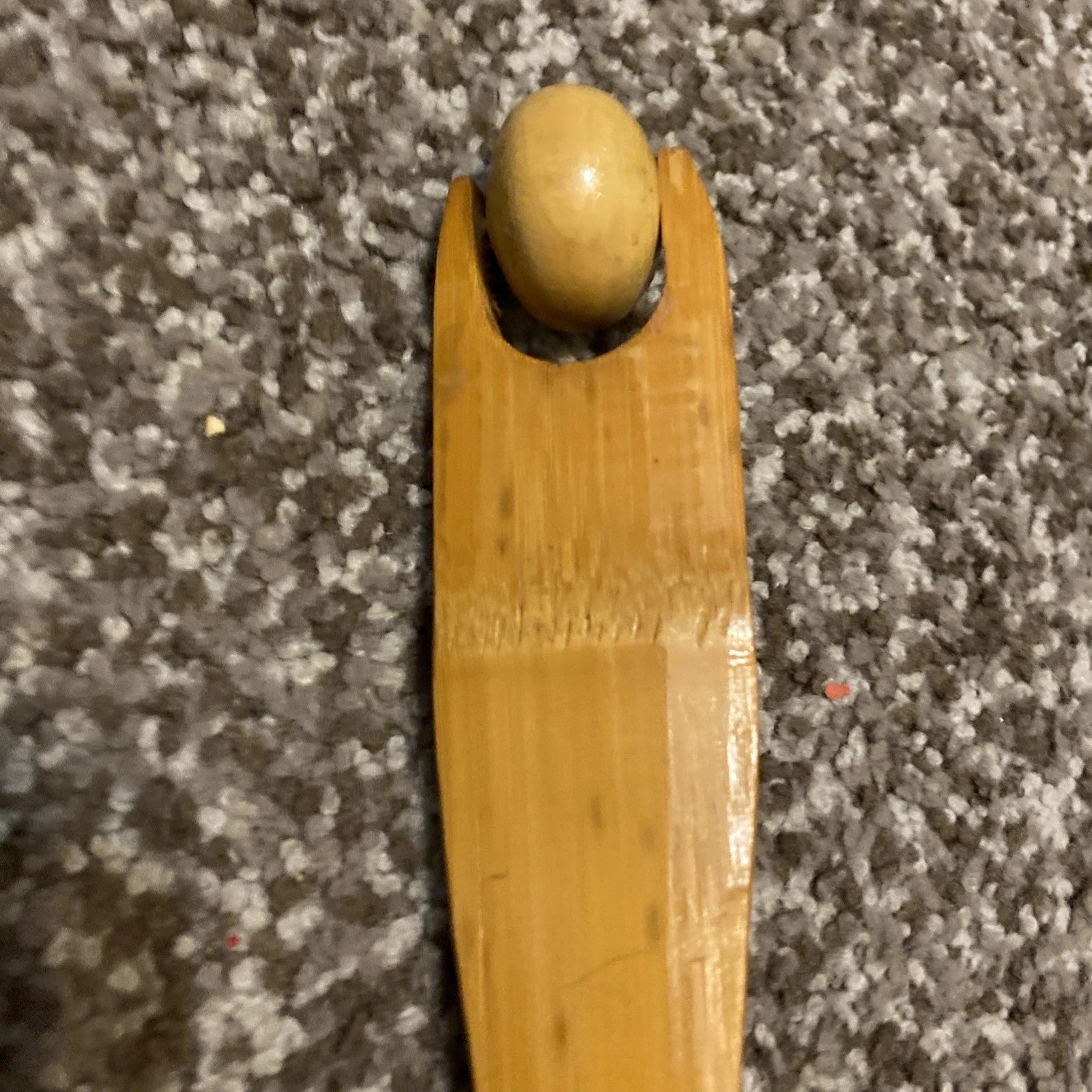 Vintage Solid Wood 19" Back Scratcher - Hand Carved W Massage Wheel Exc Cond