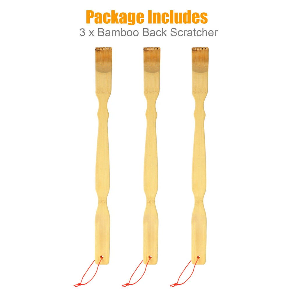3 Pack Natural Bamboo Back Scratcher Long Reach Pick Itch Relief Tool Portable