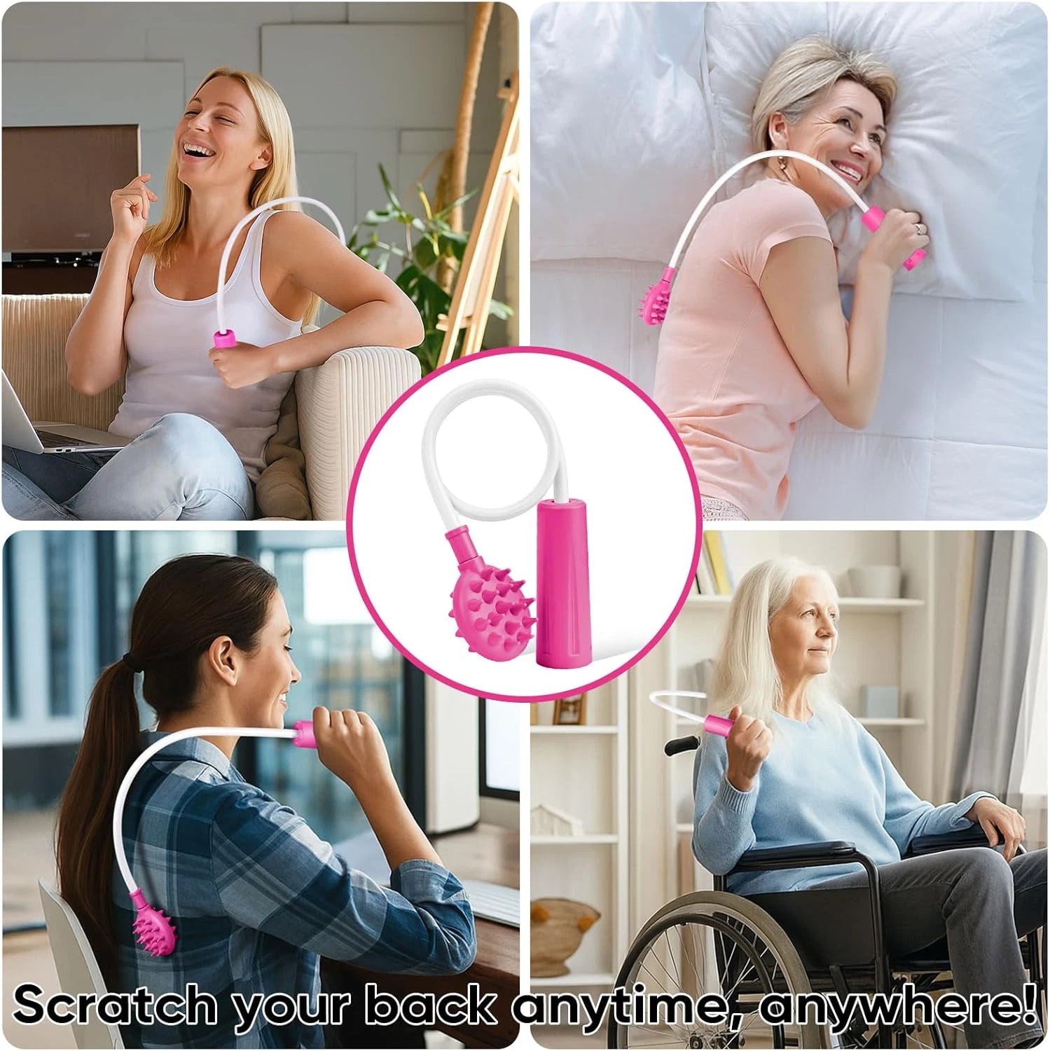 Upgraded Pink Curved Back Scratcher Women Men Extra Long Flexible Bendable Reach