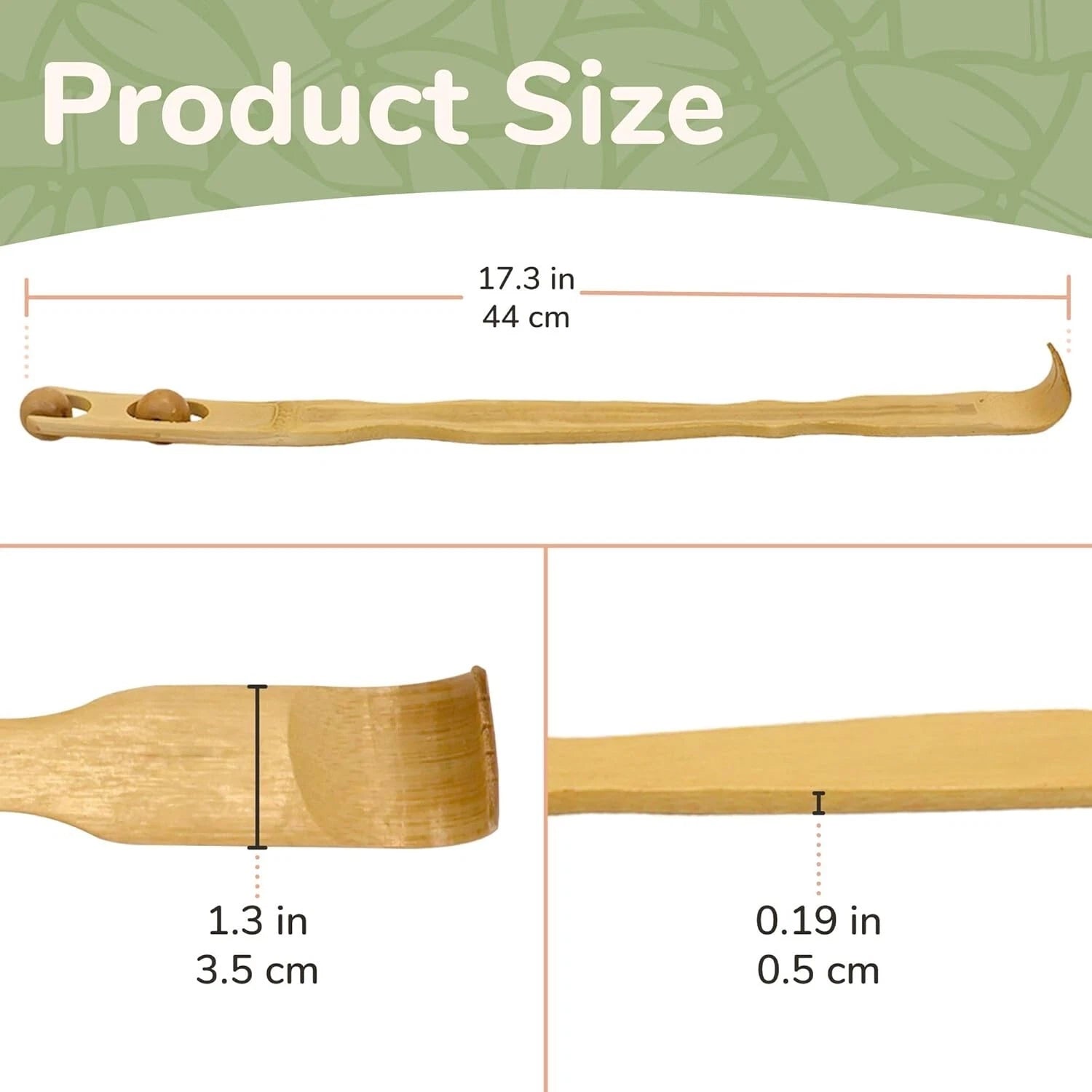 17 Inch Bamboo Wooden Back Scratcher Smooth Massage Roller Handle for Itching...