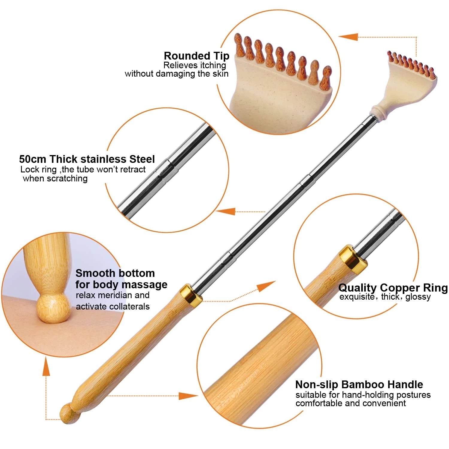 Telescoping Back Scratcher, Portable Extendable Bamboo Back Scratcher for Men...