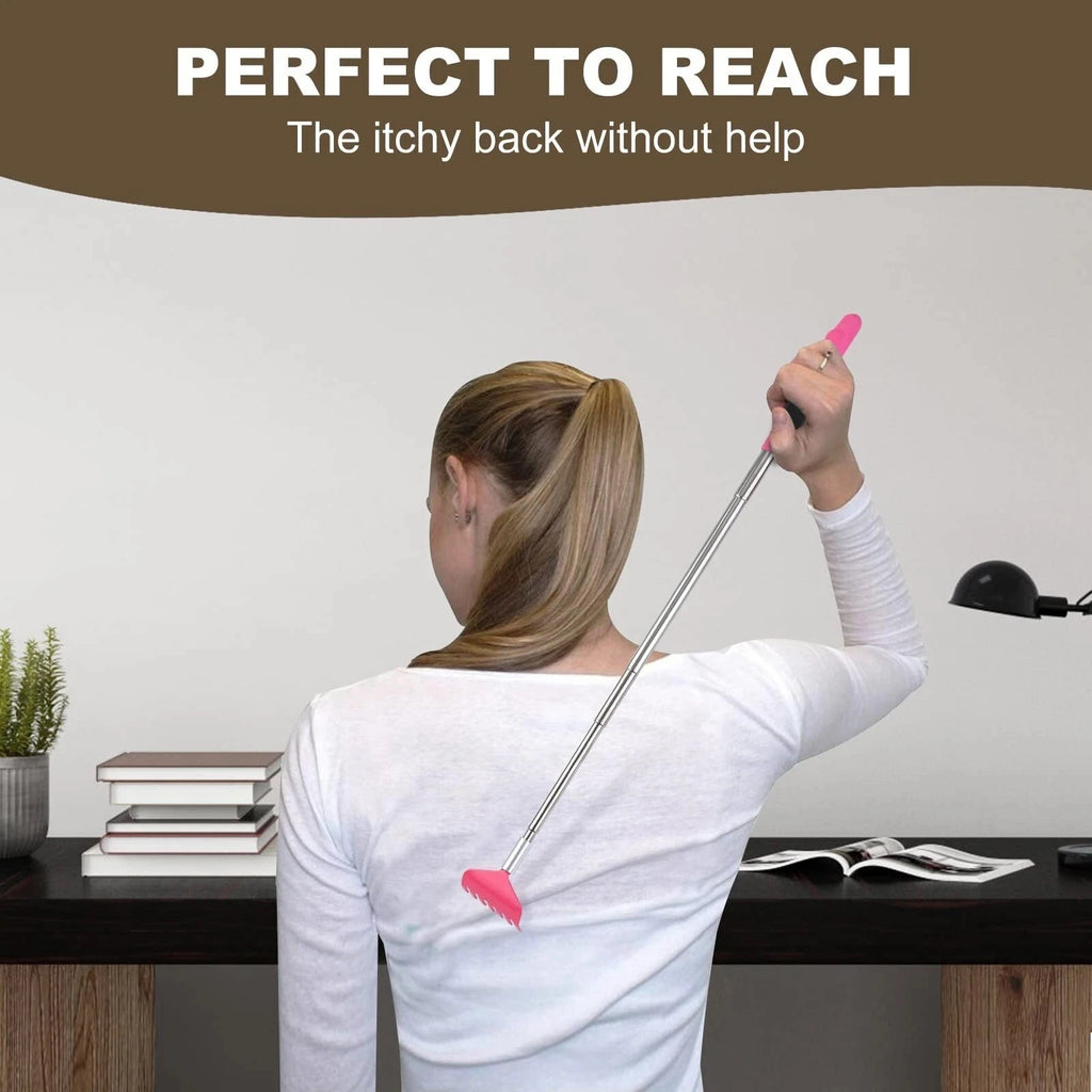 3 Pack Extendable Back Scratcher, Stainless Steel Portable Telescoping Back