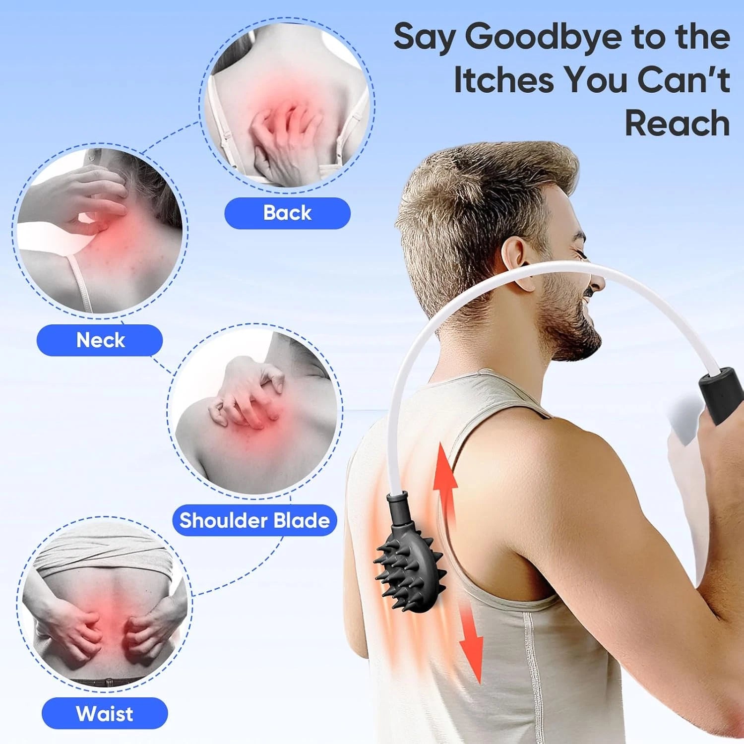 Upgraded Curved Back Scratcher Men Women 360 Reach Flexible Backscratcher Extra