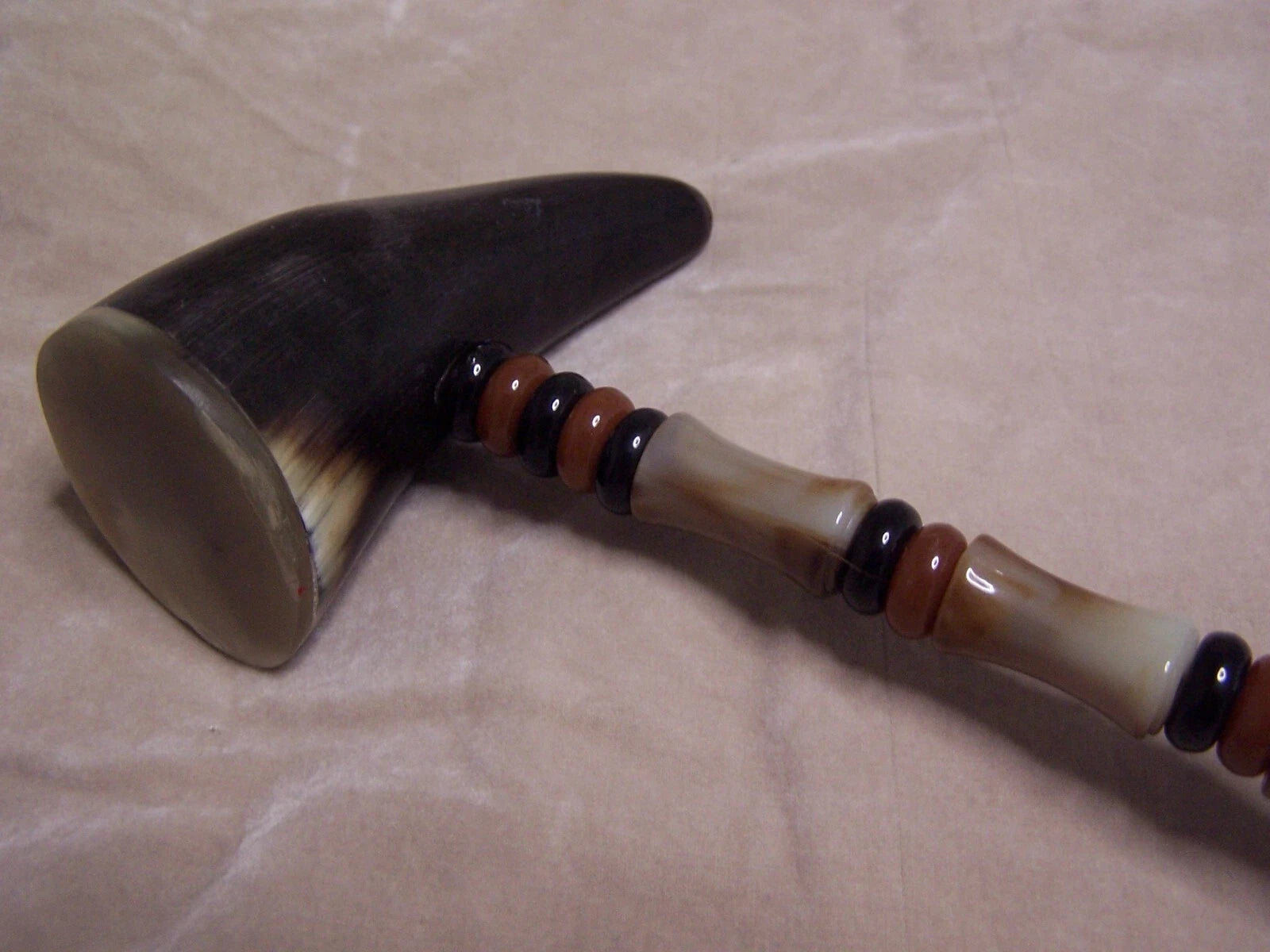 Unique Ox Horn Back Scratcher Beaded Handle