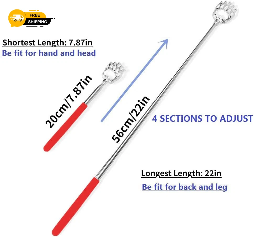 2PCS Back Scratchers, Bear Claw Shaped Extendable Metal Retractable Telescopic H