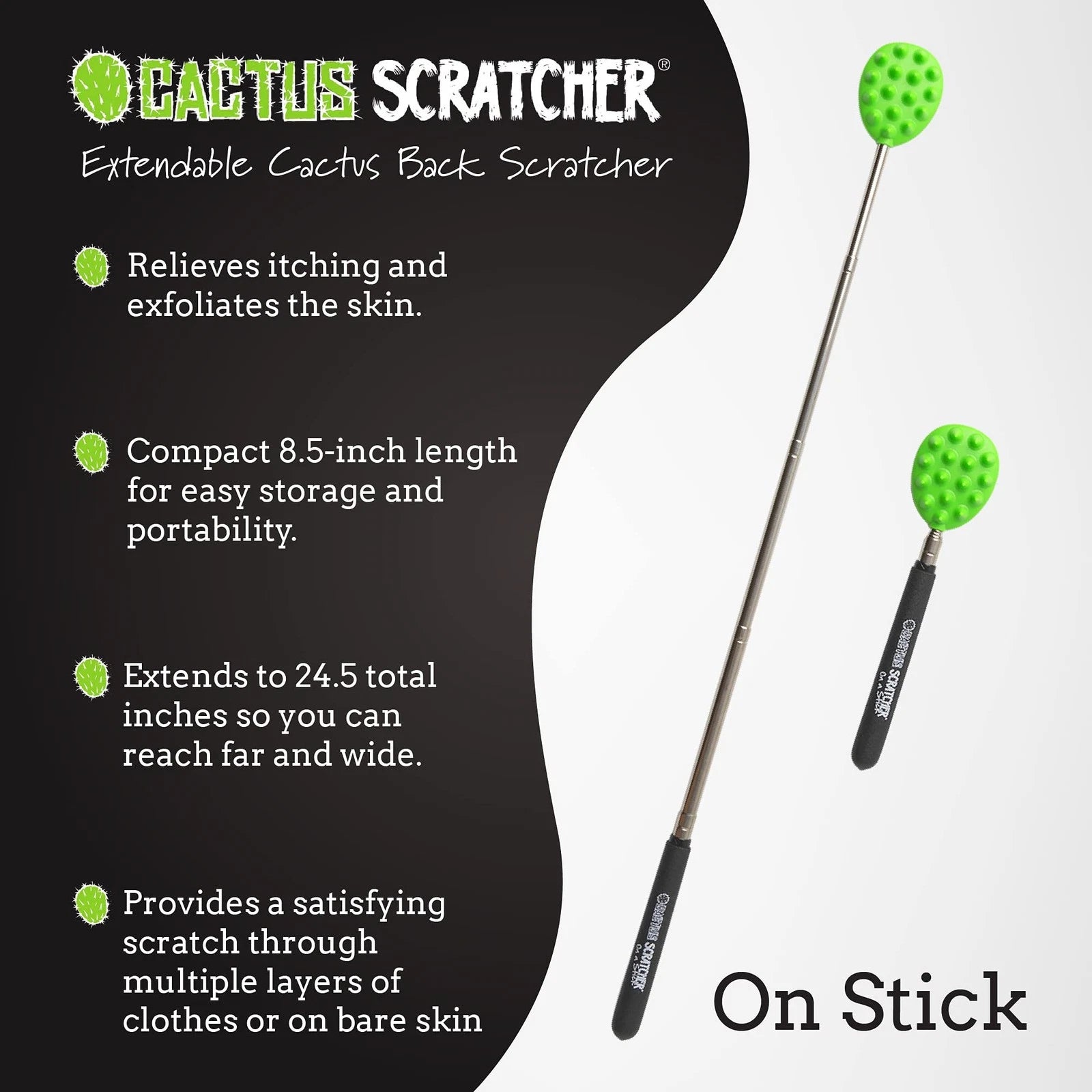 Extendable Back Scratcher, Long Stick Double-Sided Itch Reliever for Back, He...