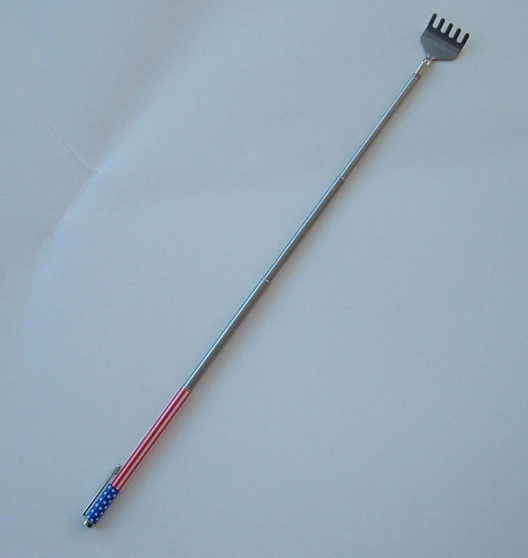 2  American Flag Telescoping / Telescopic Metal Back Scratcher Clip & 5 Prongs