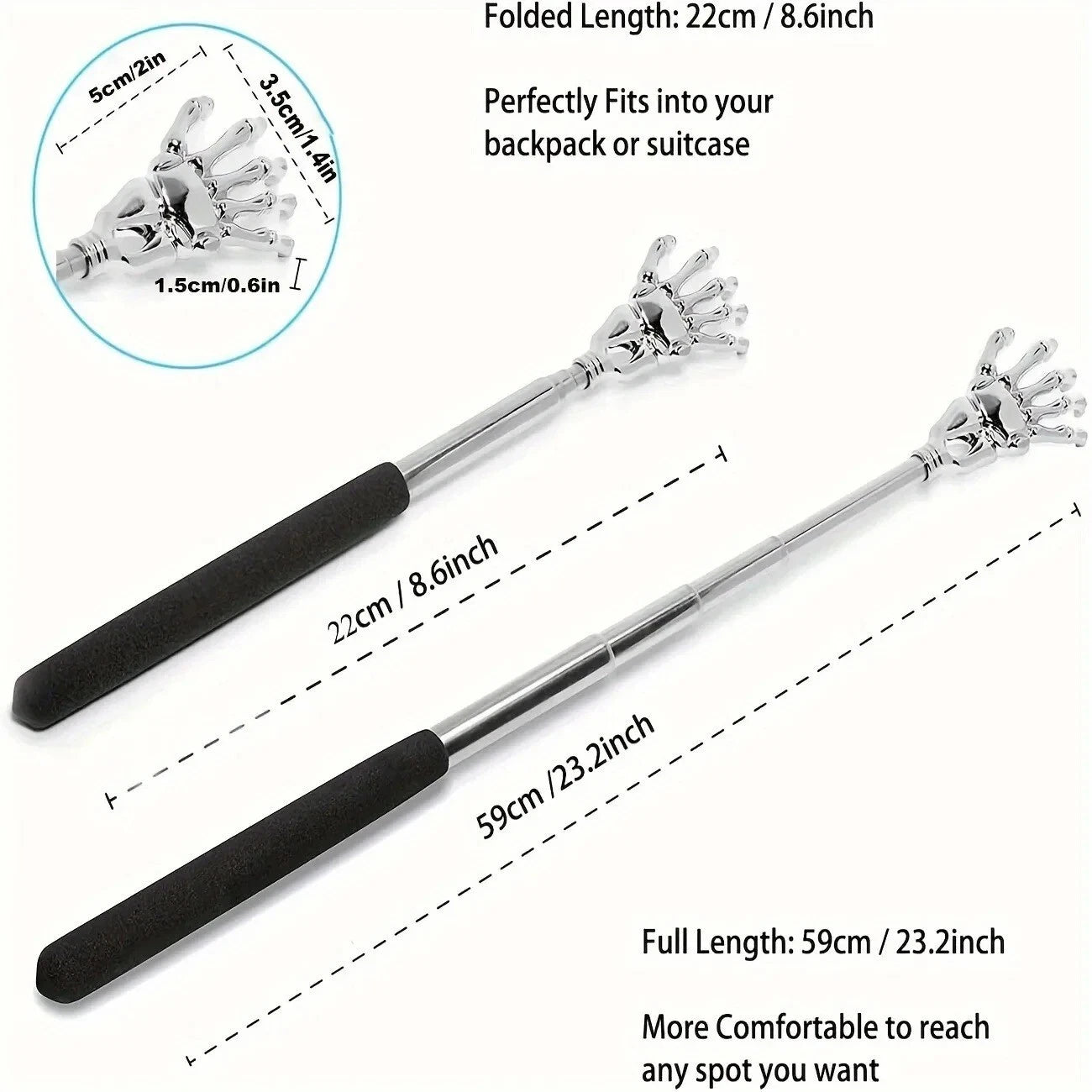 Telescopic Stainless Steel Back Scratcher Massager Tool for Relaxation