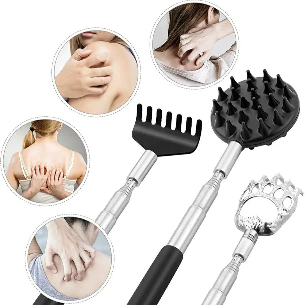 TUKUOS Telescoping Back Scratcher with 3Pcs Detachable Scratching Heads