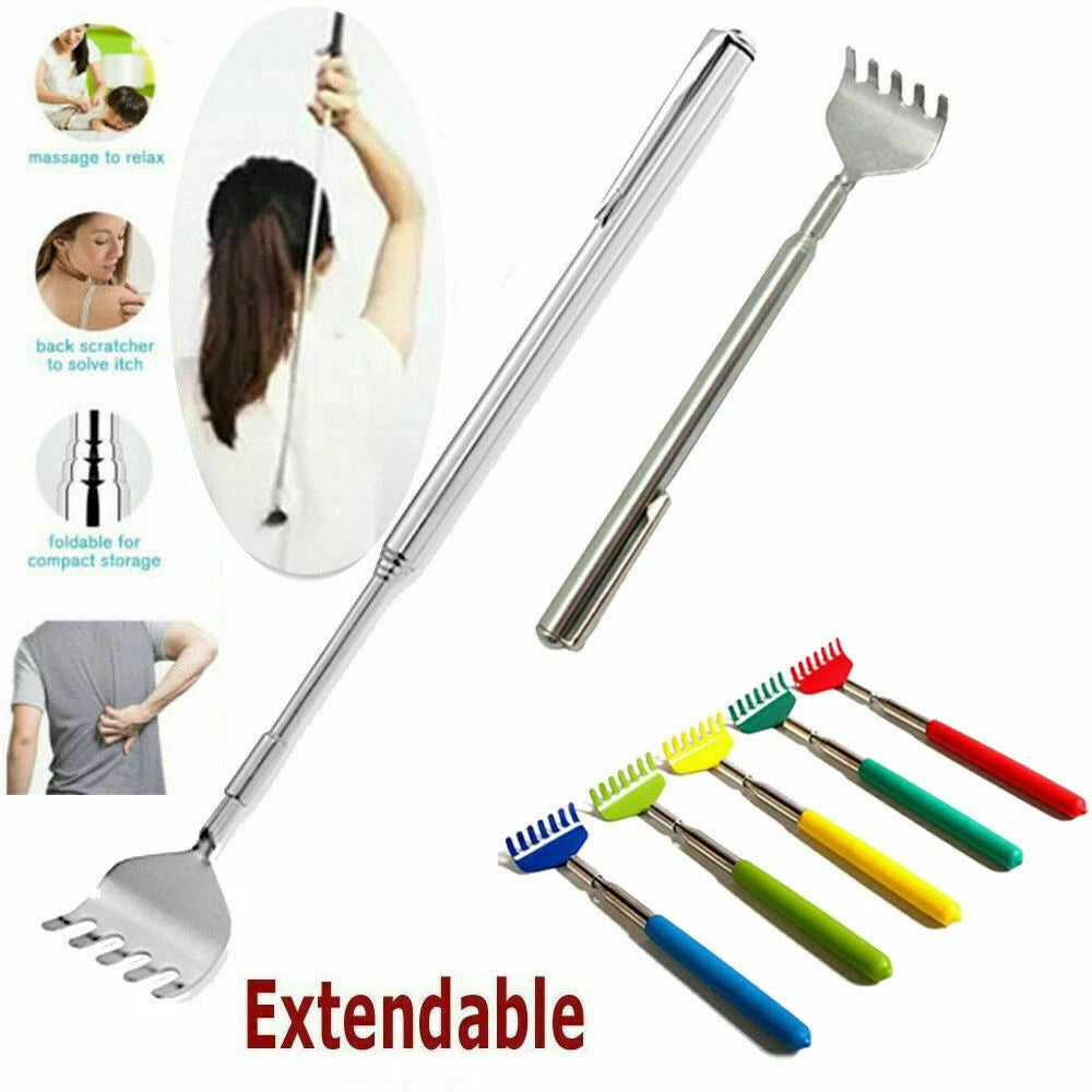 Metal Telescopic Retractable Back Scratcher Stainless Steel 16cm to 51cm UK
