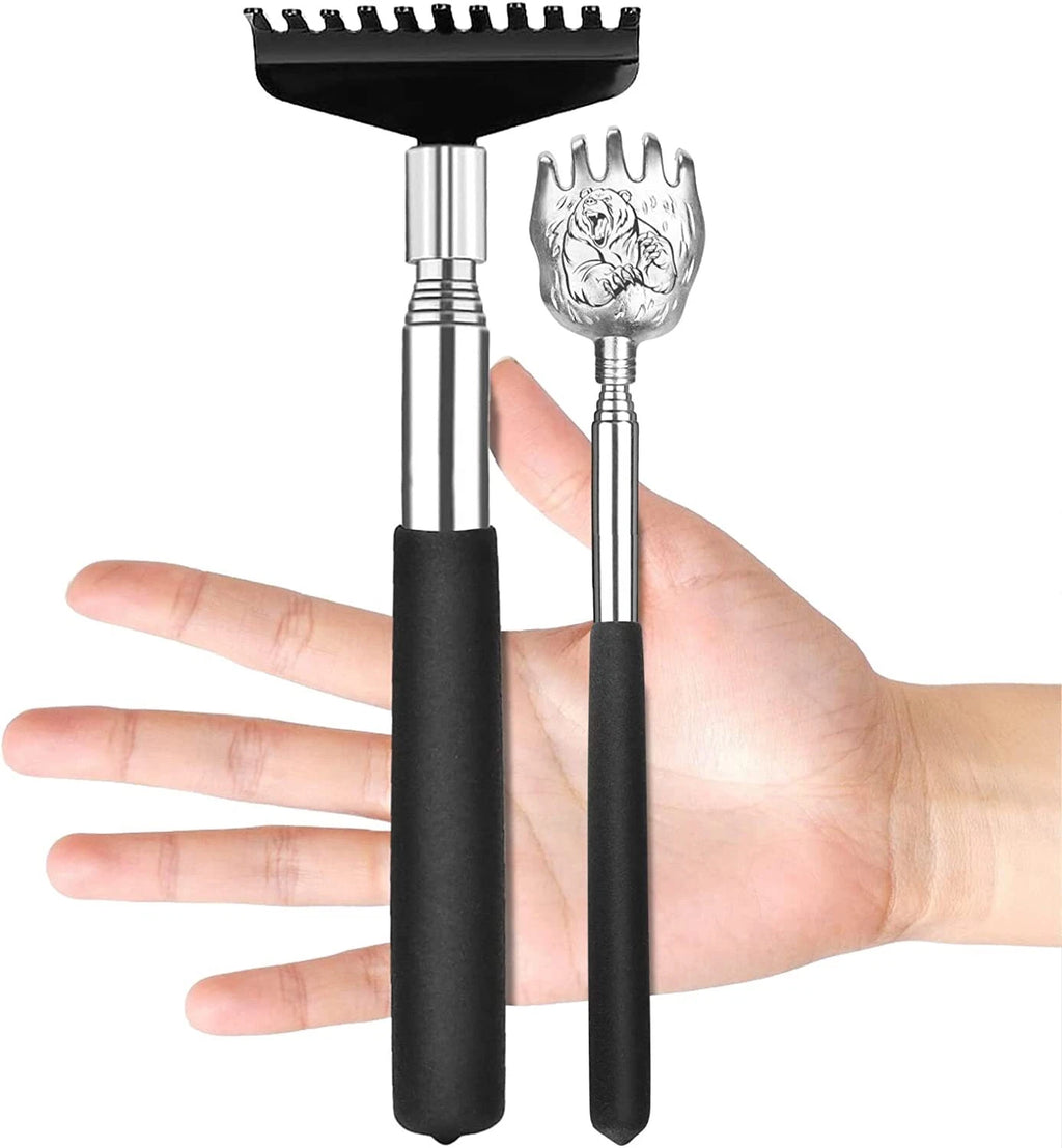 Back Scratcher 2 Pack - Extendable Stainless Steel, with Carrying Bag