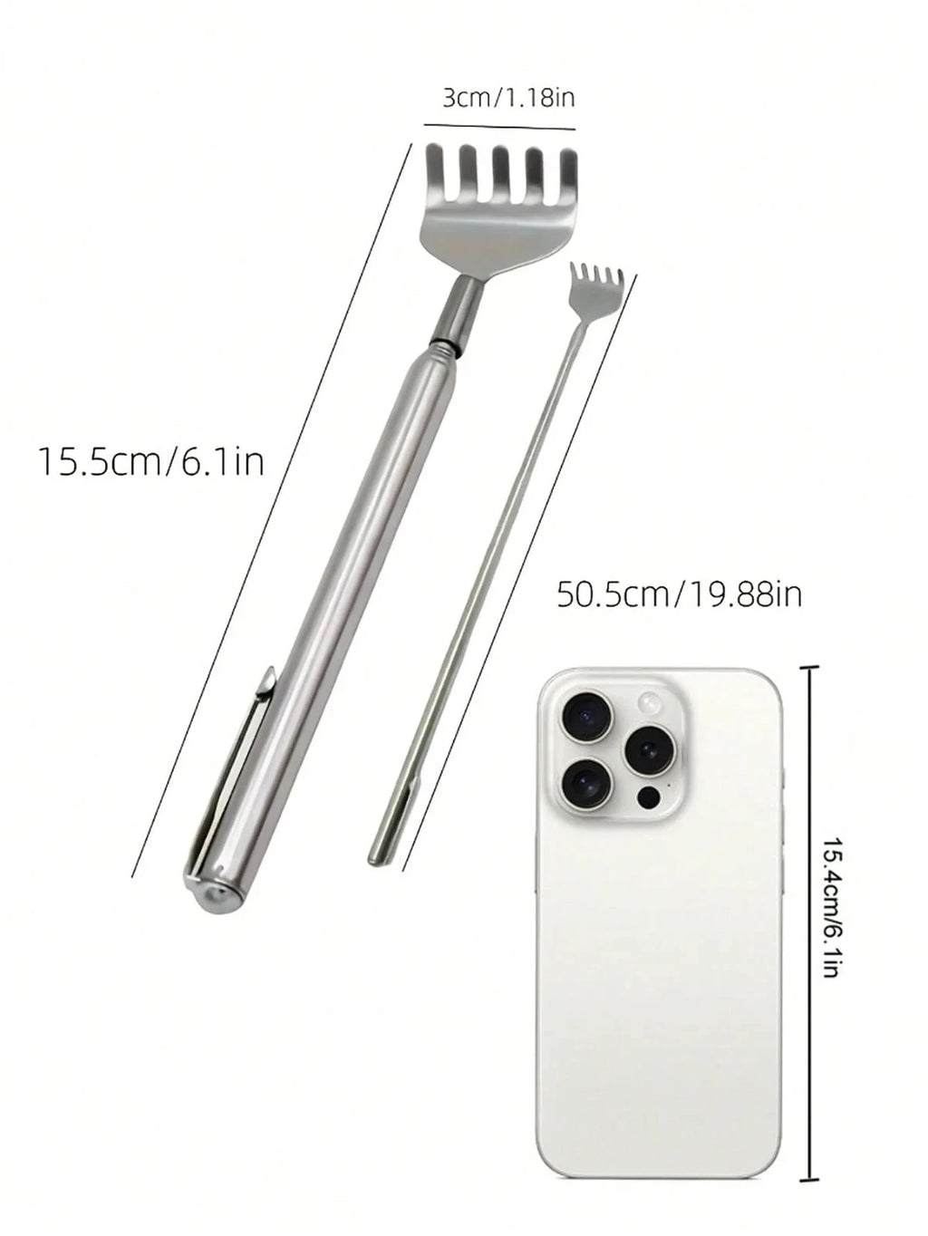 Back Scratcher Retractable Telescopic Stainless Steel Shipped from UK