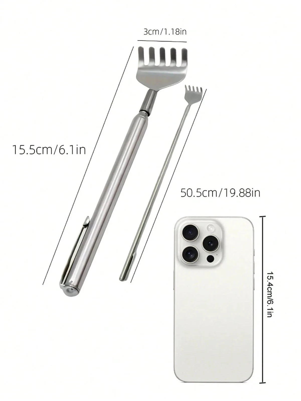 Back Scratcher Retractable Telescopic Stainless Steel Shipped from UK
