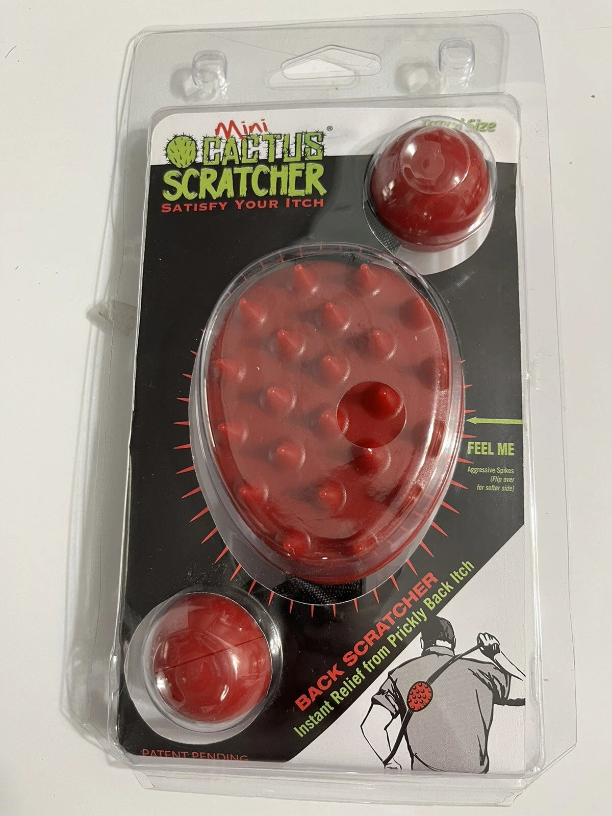 Mini Cactus Back Scratcher Travel Size  Red with 2 Sides Satisfy Your Itch