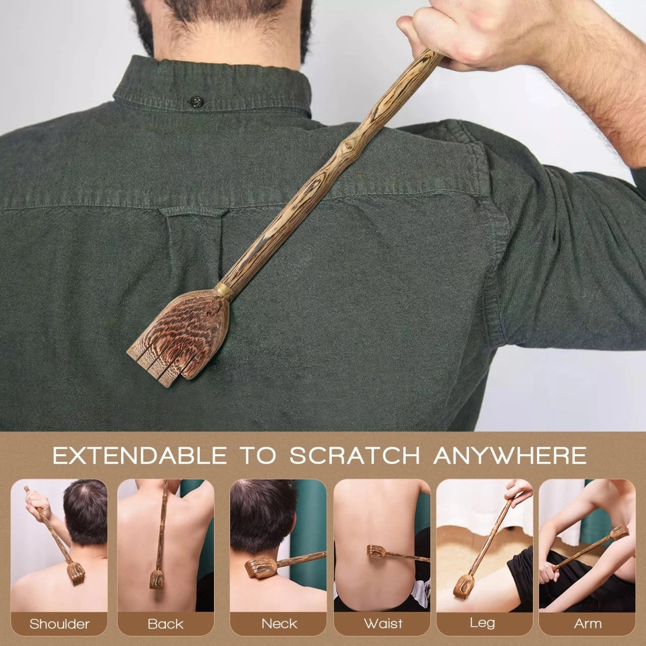 1Pcs Wood Back Scratcher Traditional Wooden Back Scratcher for Men