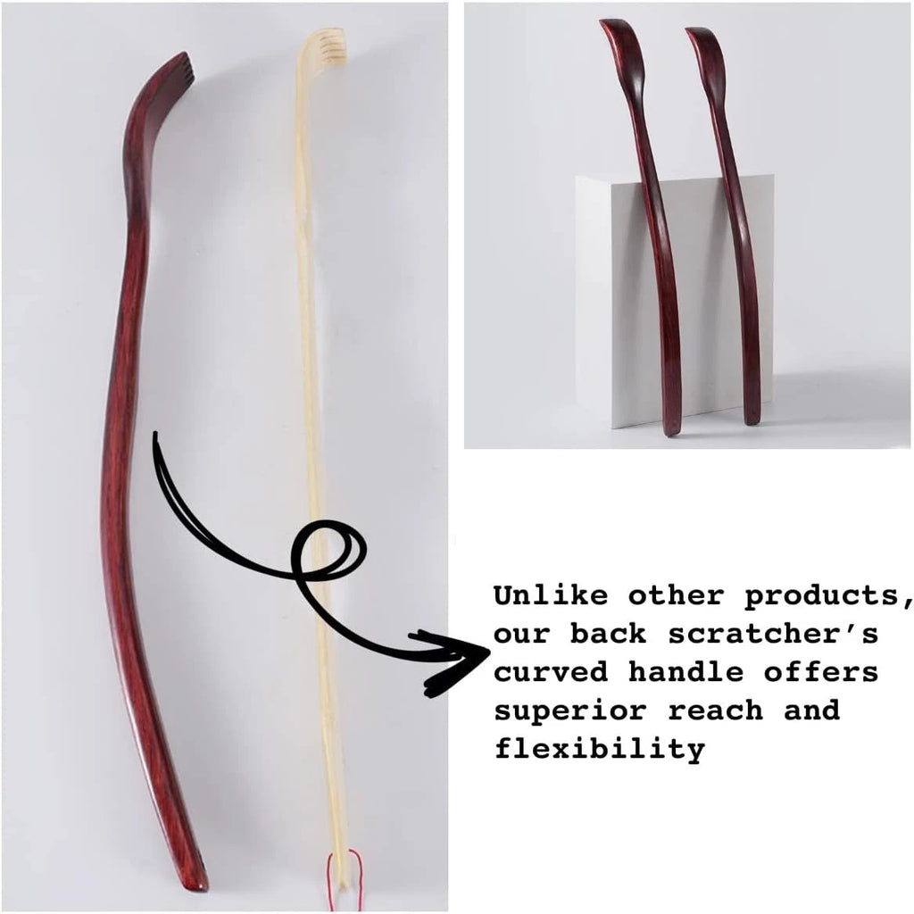 ITCHY-BAN Oversized Wooden Back Scratcher: 18'' Extended Curved Handle for Bette