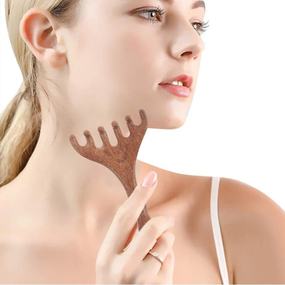 2 Pcs Sandalwood Massager Head Scratcher Tool Scalp Scraping Comb Hair