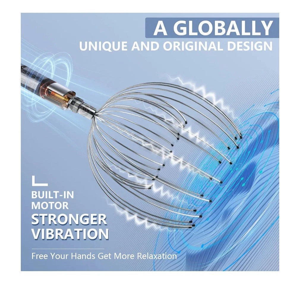 Head Massager Scalp, Electric Scalp Massager w/ 20 Metal Fingers –Head Scratcher