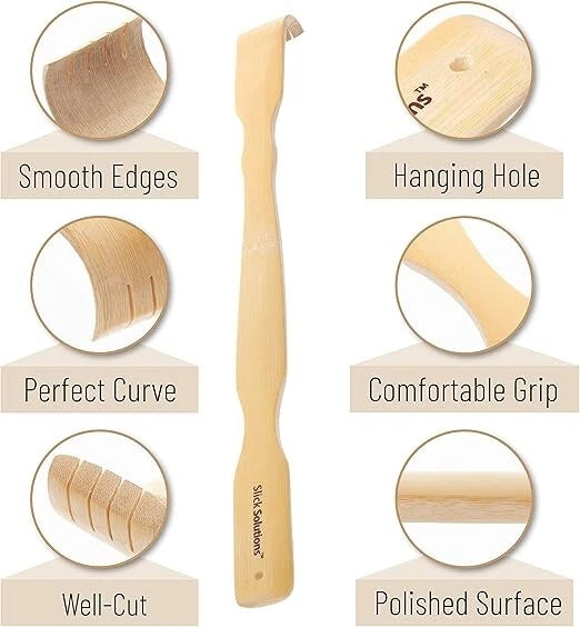 2Pcs Wooden Bamboo Back Scratcher Long Handle Itch Relief Finger-Like Scratchers