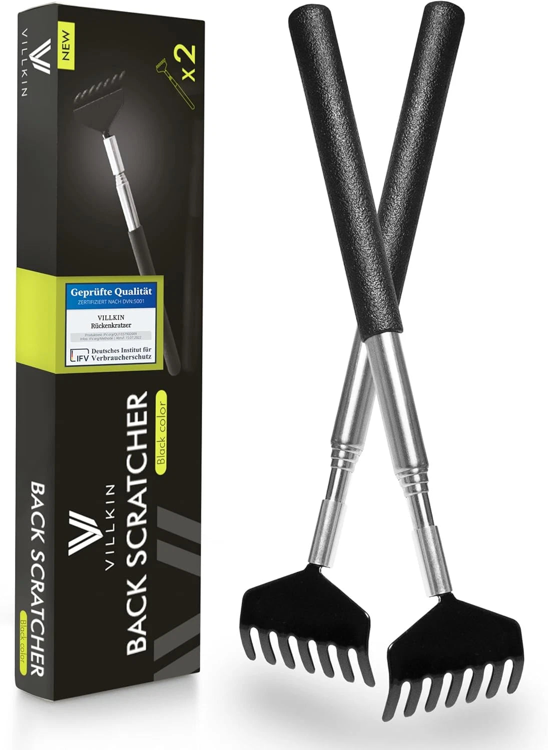 Back Scratcher (2 Pack) - Extendable Stainless Steel Scratching Tool for Men and
