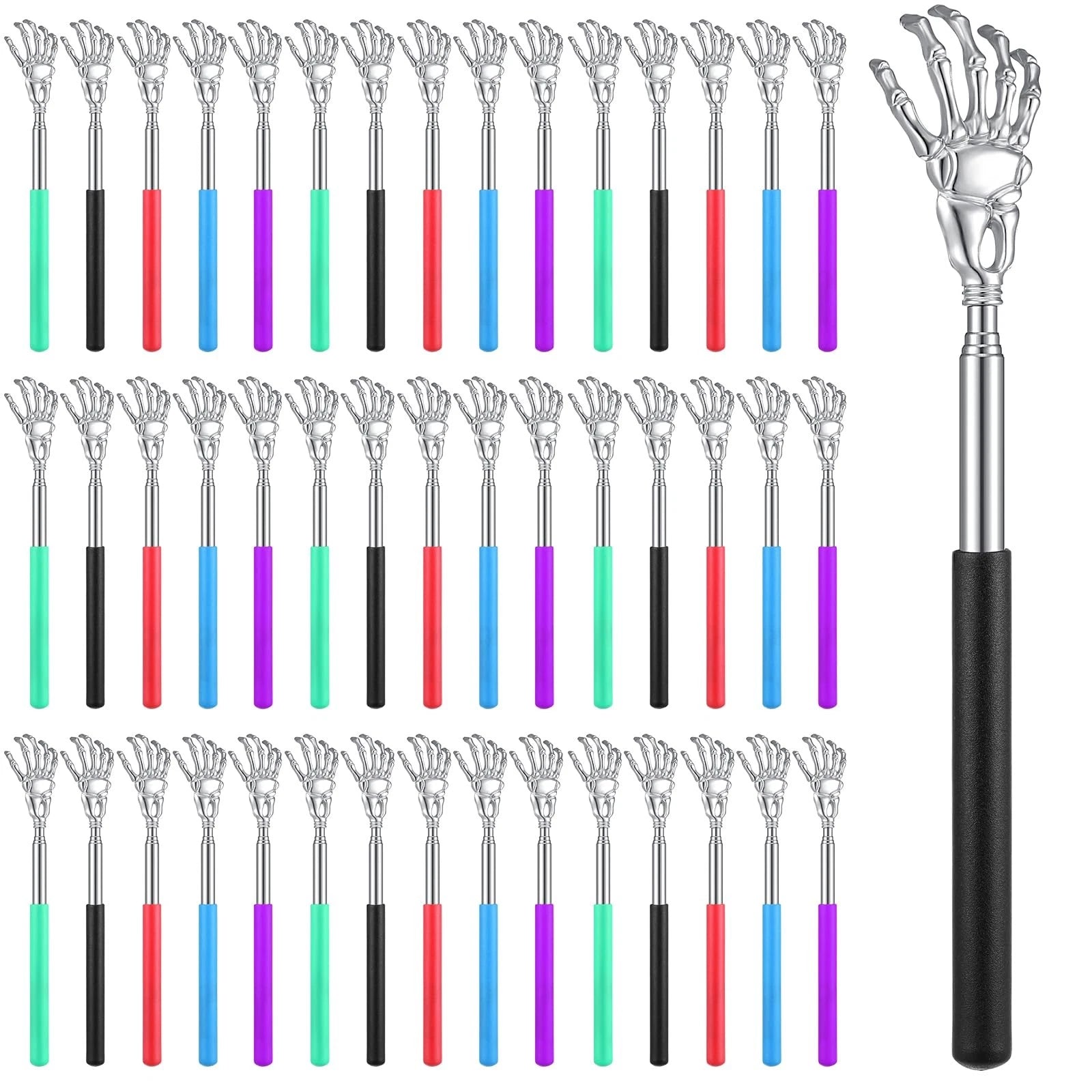 50 Pieces Back Scratchers Telescoping Back Scratcher Bulk for Women Men Skull...